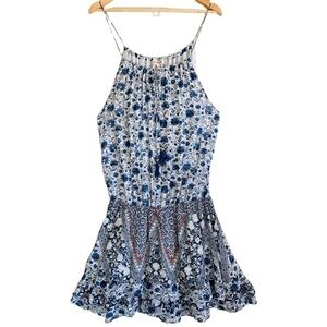 RENE DERHY Flowy Floral Strappy Summer Mini Dress Size L